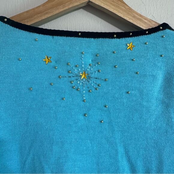 Vtg Quacker Factory Christmas Cardigan Sweater XL Zip Nativity Novelty Jesus - Picture 9 of 9